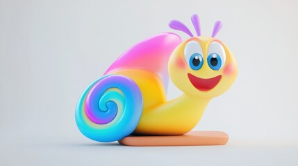 Wall Mural - Smiling Cartoon Snail with Rainbow Shell