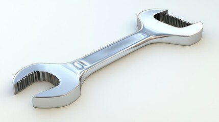 Poster - Chrome Wrench with Adjustable Jaws on White Background