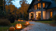 © Ruslan - Private suburban house decorated for halloween with jack o lantern pumpkins