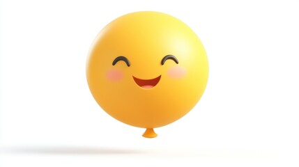 Wall Mural - Yellow Balloon with a Smiling Face and Blushing Cheeks