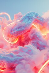 Aufkleber - Abstract swirling colors with neon accents on a minimalist background