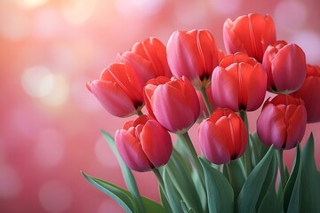 Wall Mural - a bouquet of pink tulips

