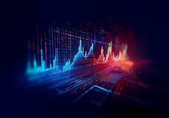 Aufkleber - Abstract digital background with a glowing line graph.