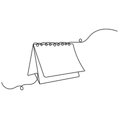 Fototapete - Table calendar icon month date   continuous one line drawing outline vector  illustration