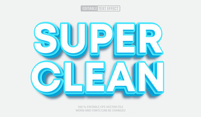 Editable 3d text style effect -Super Clean text effect Template