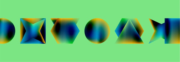Poster - Neon color geometric shapes square triangle circle abstract background. Vector Illustration For Wallpaper, Banner, Background, Card, Book Illustration, landing page
