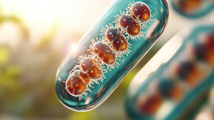 Poster - Virus in Test Tube with Green Blurred Background.