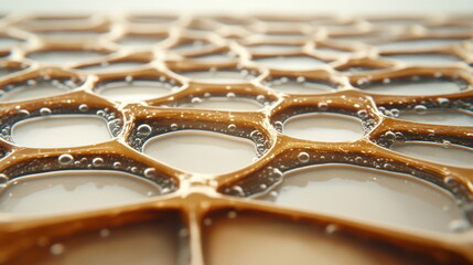 Poster - Abstract Honeycomb Pattern with Bubbles.