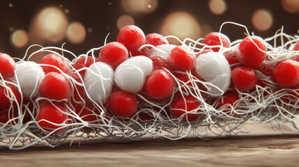 Aufkleber - Red and White Cells in Network Structure.