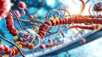 Poster - 3D Illustration of Cell Structure with DNA.