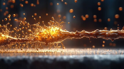 Poster - Abstract Liquid Explosion with Glowing Particles.
