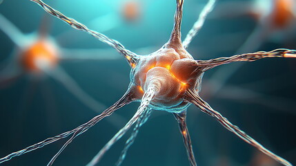 Poster - Neuron Cell Network 3D Illustration.