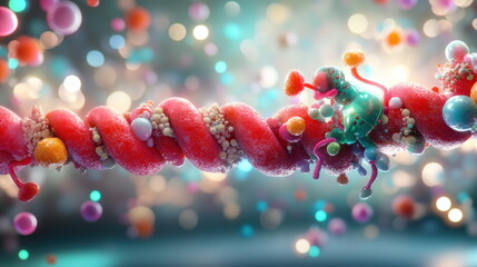 Poster - Abstract DNA Structure with Colorful Spheres.