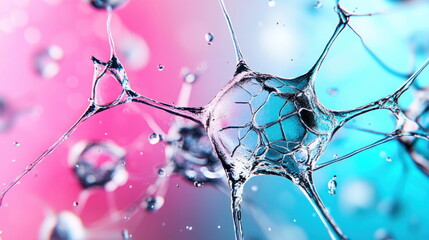 Poster - Abstract Neural Network with Pink and Blue Background.