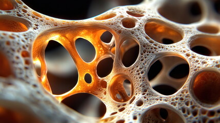 Poster - Abstract Cellular Structure with Golden Highlights.