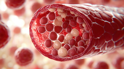Aufkleber - Blood Vessel with Red Blood Cells and Platelets.