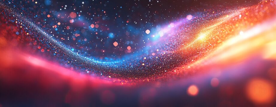 A dynamic swirl of vibrant colors and digital particles representing the rise of internet marketing