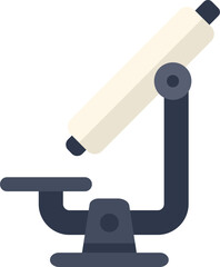 Poster - simple cartoon microscope standing on a white background, enlarging microscopic samples for scientif