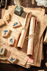 Poster - Original runic divination based on antique scrolls as mystical background
