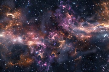 Wall Mural - a panoramic view of the milky way galaxy with a bright orange star in the center, generative ai imag