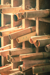 Poster - Library full of medieval and valuable scrolls as mystical background