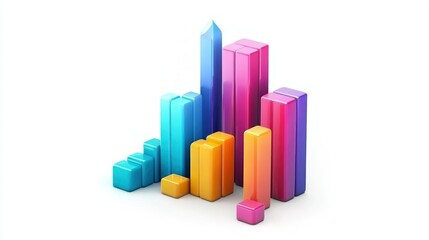 Poster - Colorful 3D Bar Chart with Increasing Heights