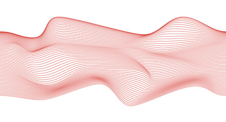 Wavy curve red line in futuristic style. Abstract wave element for design. Stylized line art background.
