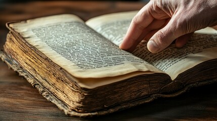 Poster - Hand Turning Pages of an Old Book