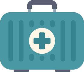 Poster - Closed first aid kit is showing a white cross symbol, representing medical equipment for emergencies