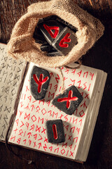 Poster - Runic divination by ancient stones based as mystical background