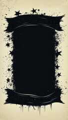 Wall Mural - Black grunge banner with stars and splatter design, ideal for rock or urban themes.