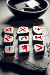 Poster - Rune stones based on antique language as mystical background