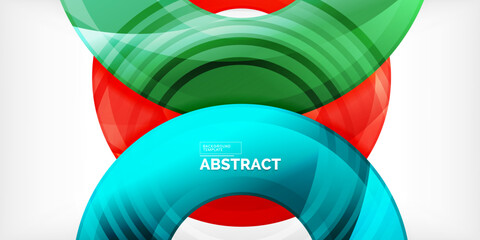 Poster - Bright colorful circles with light effects. Abstract background