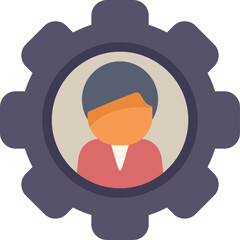 Poster - businessman is inside a gear wheel representing the concept of human resources