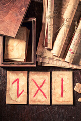 Poster - Fortune teller from futhark rune as a mystical background