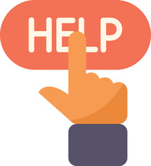 Poster - Hand is pressing a help button for assistance and support