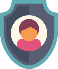 Canvas Print - Shield surrounding a person illustrating the concept of security and user privacy