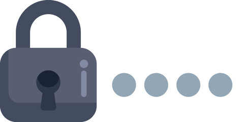 Poster - strong security system is being represented by a padlock protecting a password