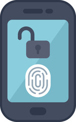 Aufkleber - fingerprint being scanned on smartphone to unlock it with an unlocked padlock icon above