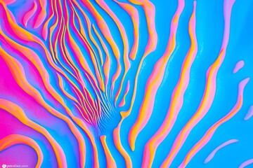 hyper realistic photo of  Abstract trendy neon colored psychedelic fluorescent striped zebra textured neon background  , copy space, copy space for text,