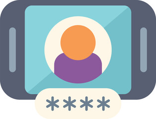 Poster - smartphone showing user profile with password protection, emphasizing online security and privacy
