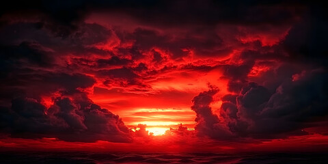 Sticker - Dark Red Sky With Scary Clouds and Ominous Atmosphere