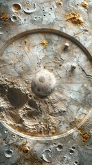Wall Mural - abstract lunar surface with golden celestial lines and planets, representing cosmic balance and harm