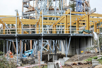 ZAKOPANE, POLAND - SEPTEMBER 29, 2024: Construction of a large observation tower in the mountains.