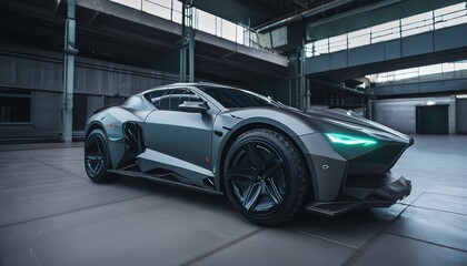 Futuristic hardcore cyber heavy duty car