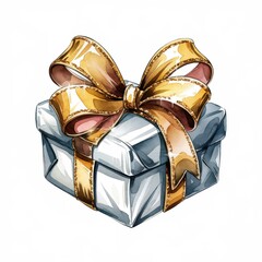 Shiny Christmas Gift Box with Golden Bow