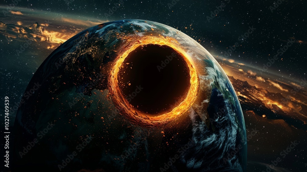 Mesmerizing image of earth being consumed by a massive black hole ...