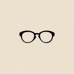 Poster - A pair of stylish eyeglasses are displayed prominently on a minimalist beige backdrop, evoking modern design aesthetics. Generative AI