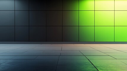 Poster - A minimalist studio setting with a green lit wall.