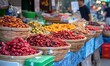 © simba kim - Chinese market displays red date dried fruits for sale, Generative AI